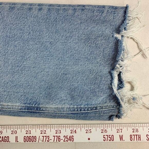 Agolde Merrel Straight Mid Rise Jeans Astray Womens 32 Light Wash Raw Hem Ankle - Picture 14 of 15